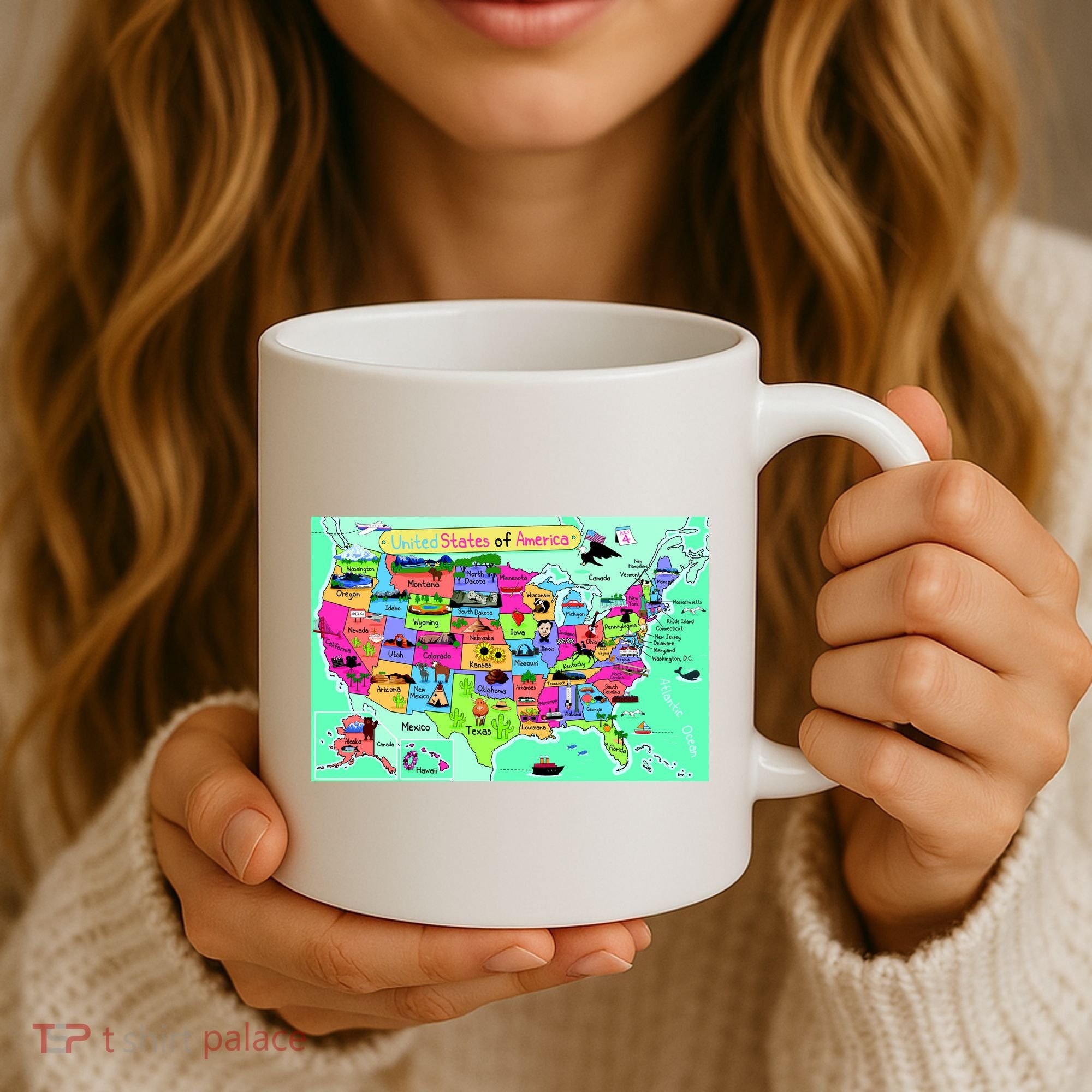 United States Cartoon Drawing Coffee Mug
