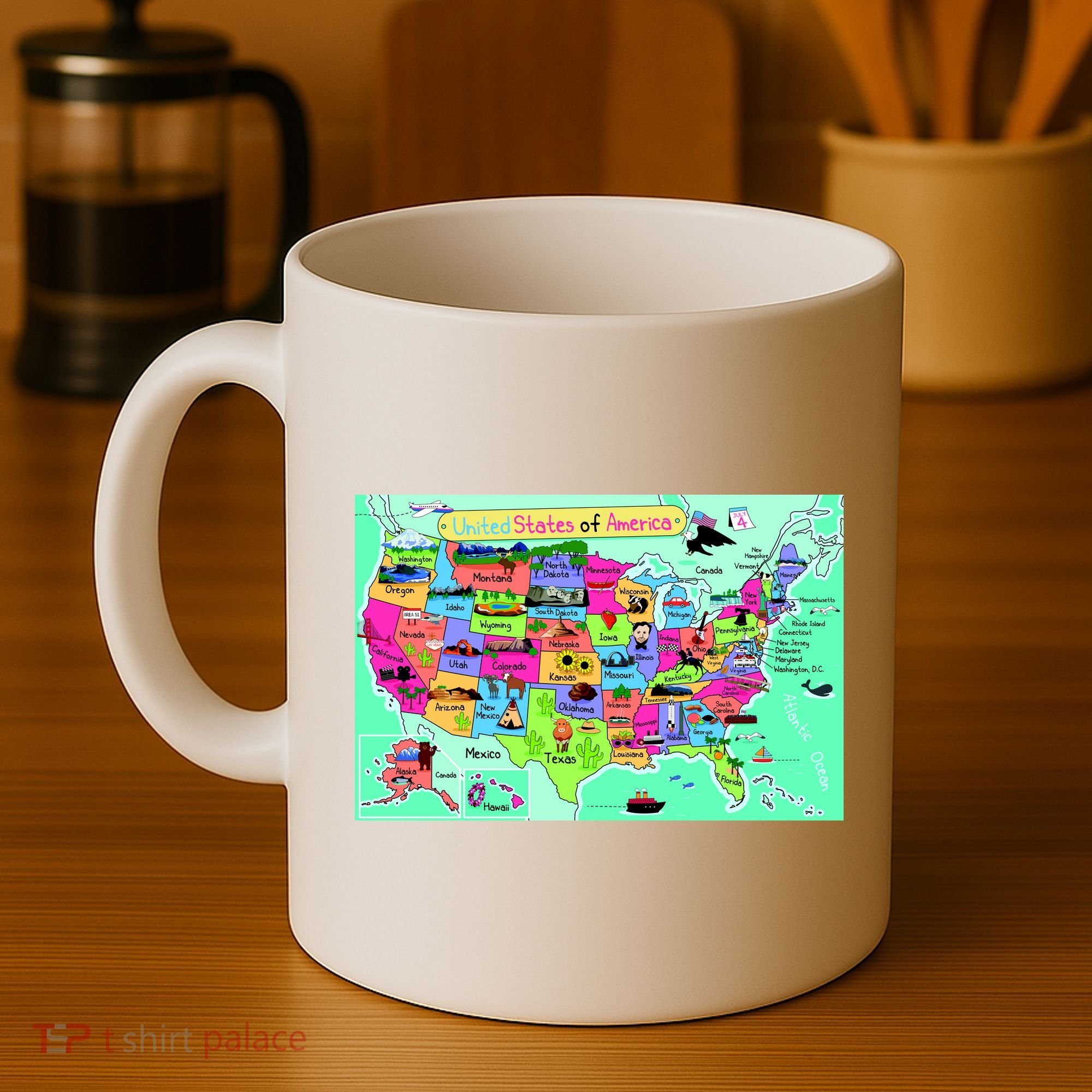 United States Cartoon Drawing Coffee Mug