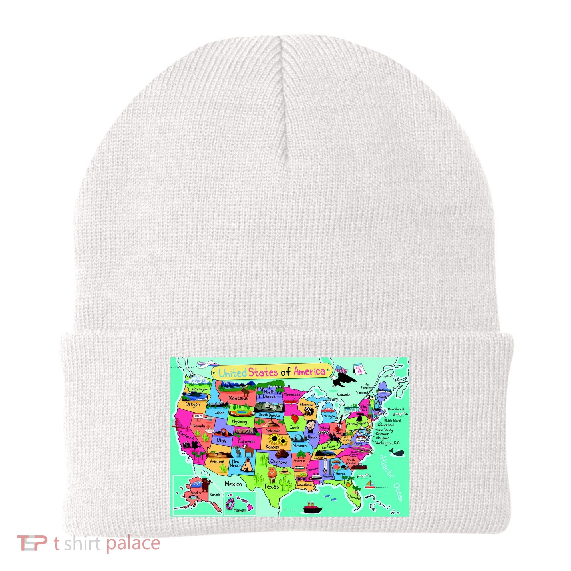 United States Cartoon Drawing Beanie