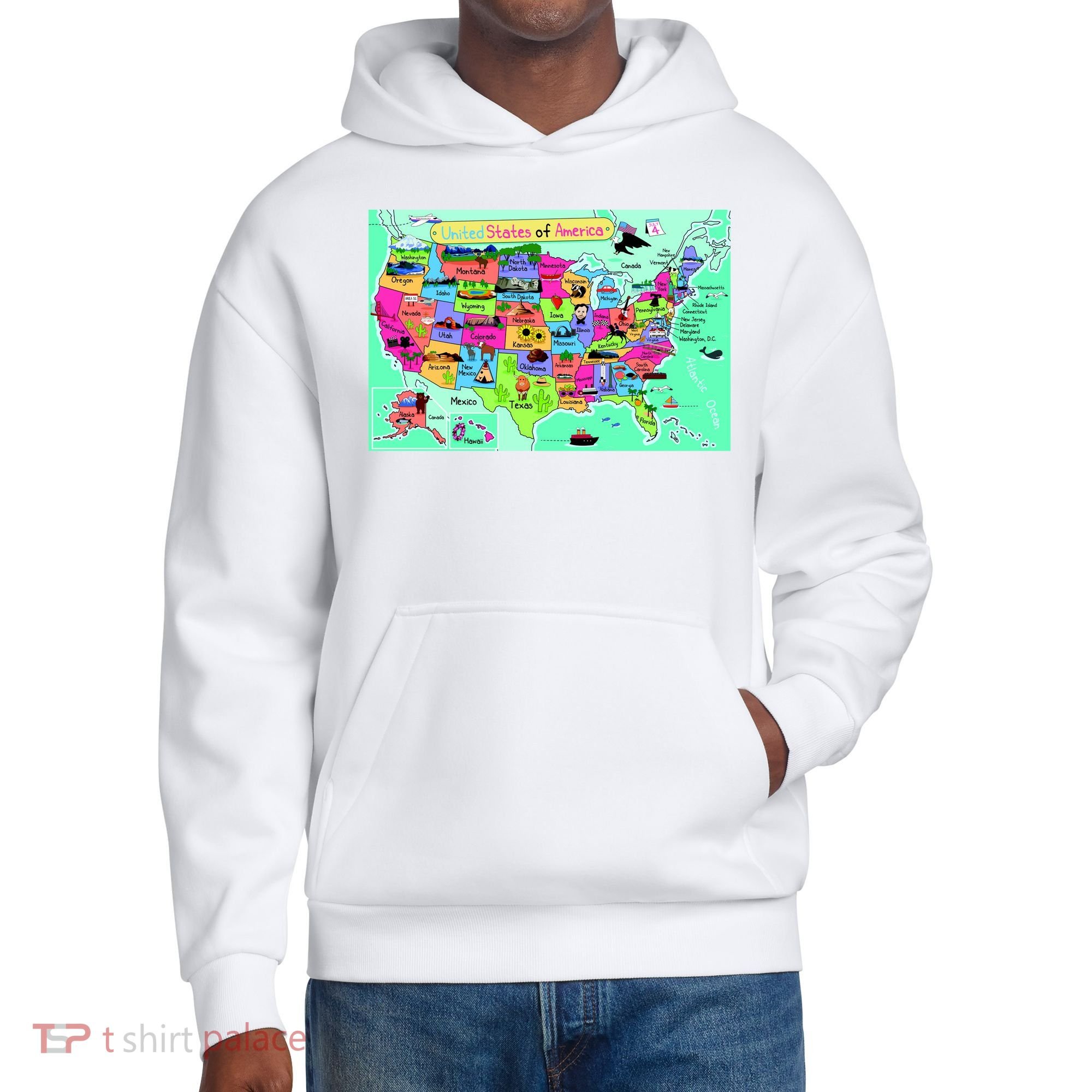 United States Cartoon Drawing District V.I.T. Heavyweight Hoodie