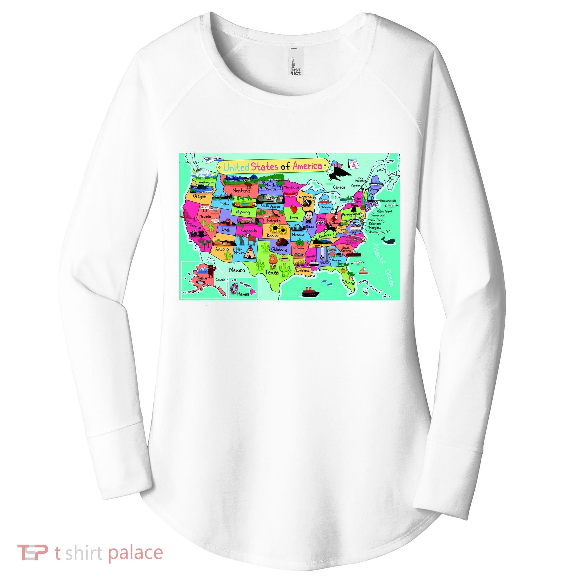 United States Cartoon Drawing Women's Perfect Tri Tunic Long Sleeve Shirt
