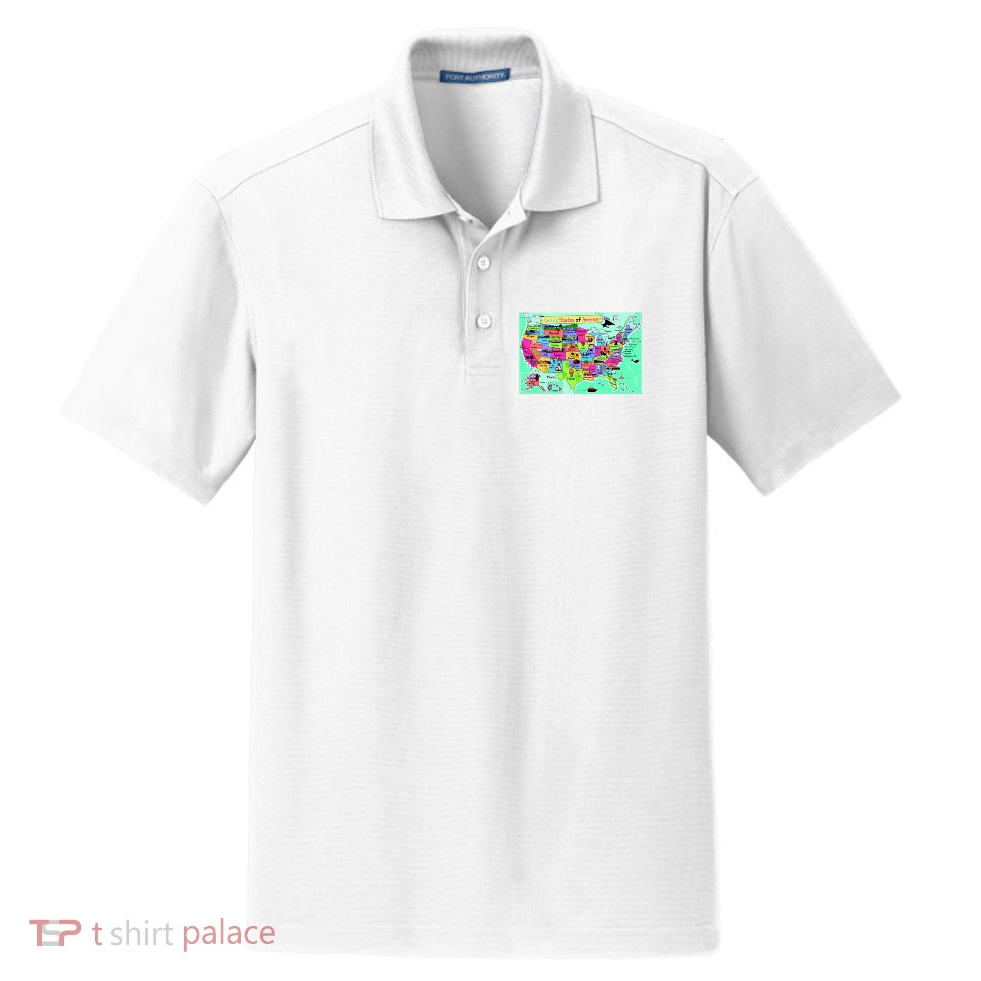 United States Cartoon Drawing Dry Zone Grid Polo