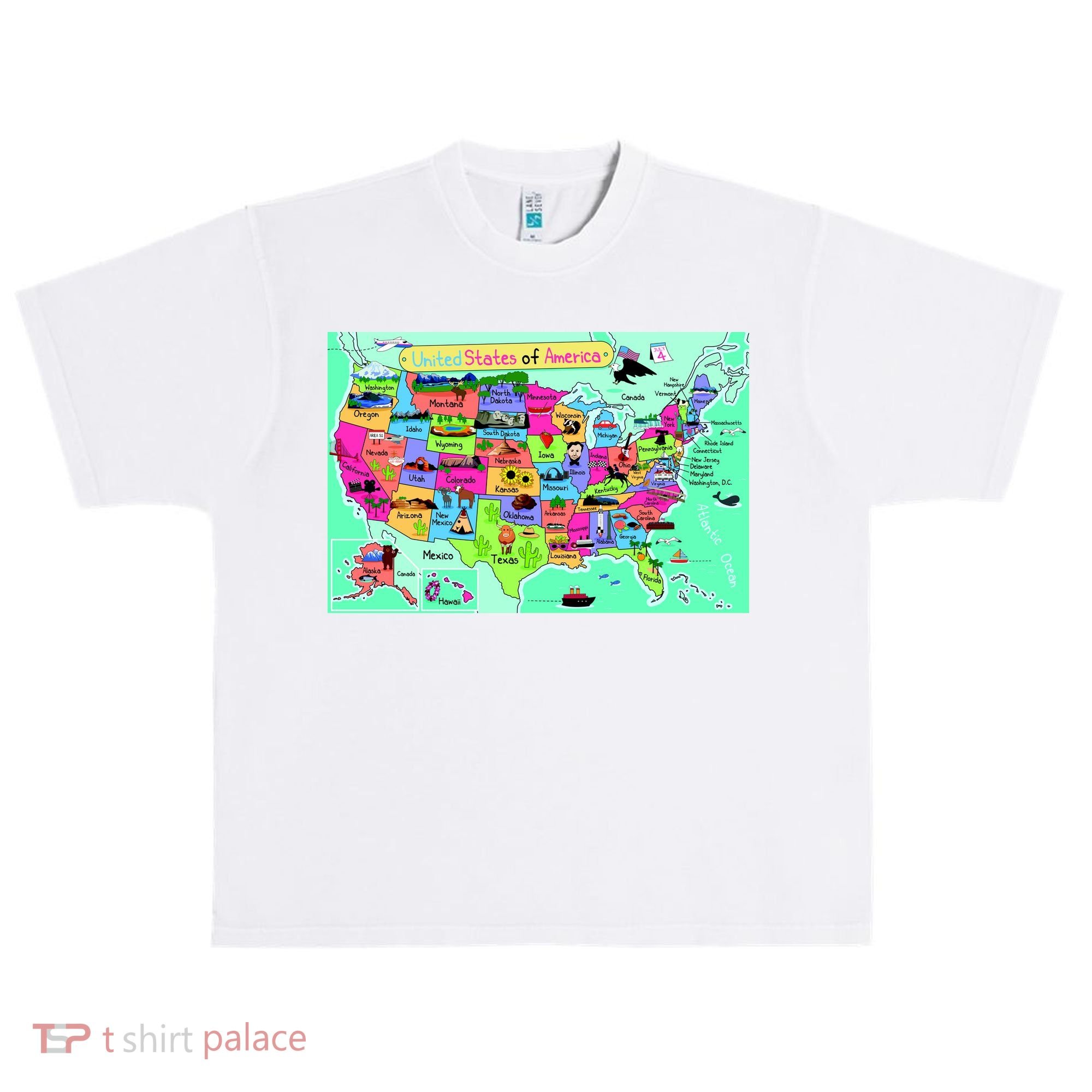 United States Cartoon Drawing Urban Oversized Heavyweight T-Shirt