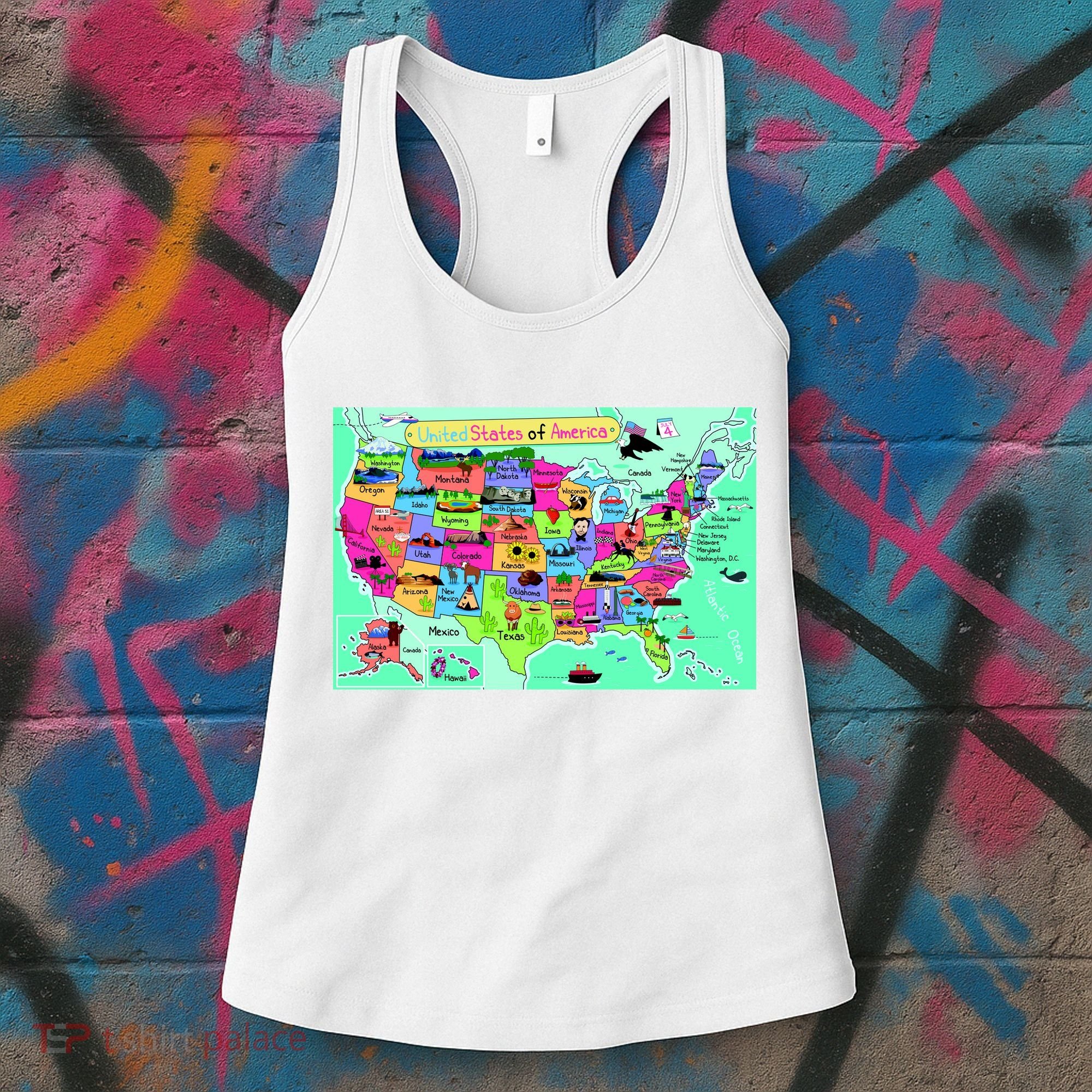 United States Cartoon Drawing Women's Tank Top