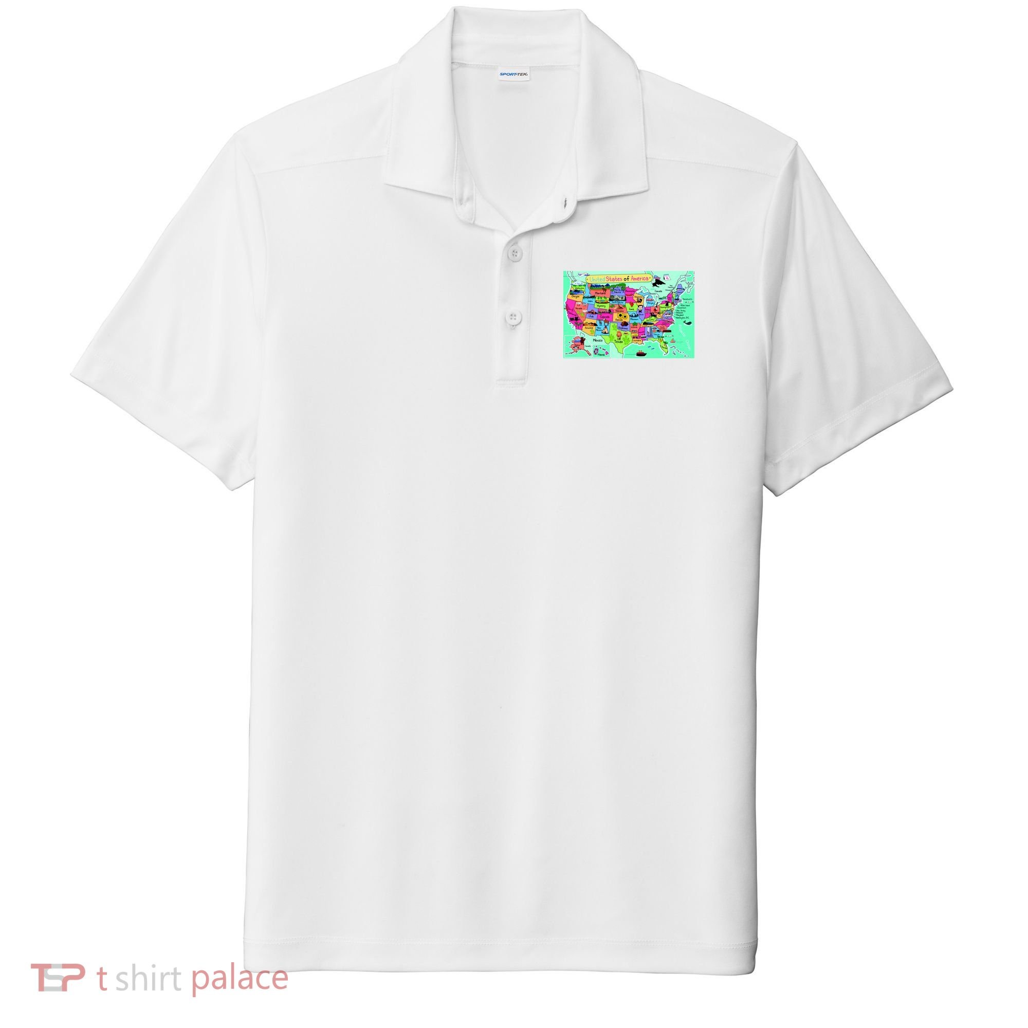 United States Cartoon Drawing Sport-Tek Posi-UV Pro Polo