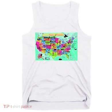 United States Cartoon Drawing Tank Top