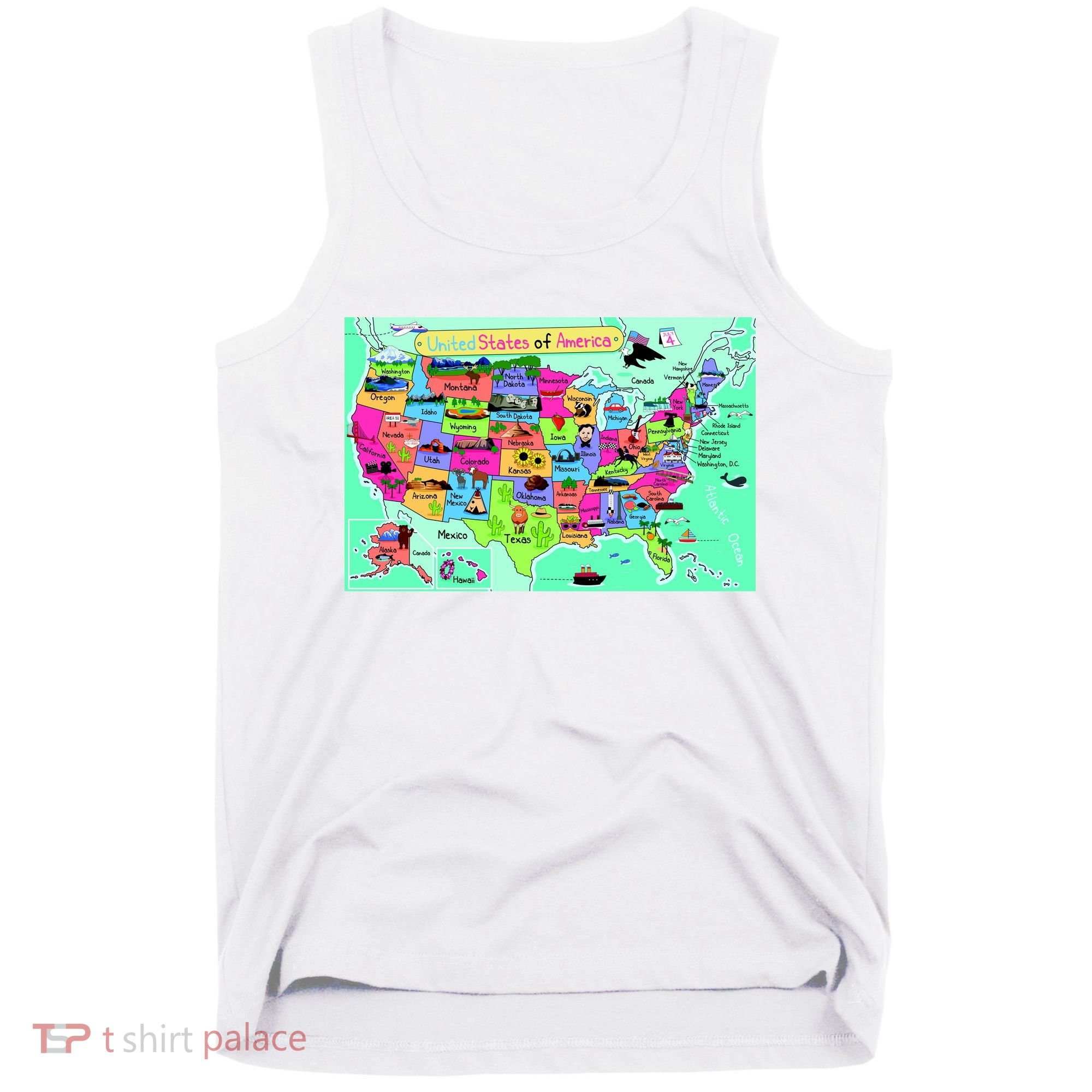 United States Cartoon Drawing Tank Top