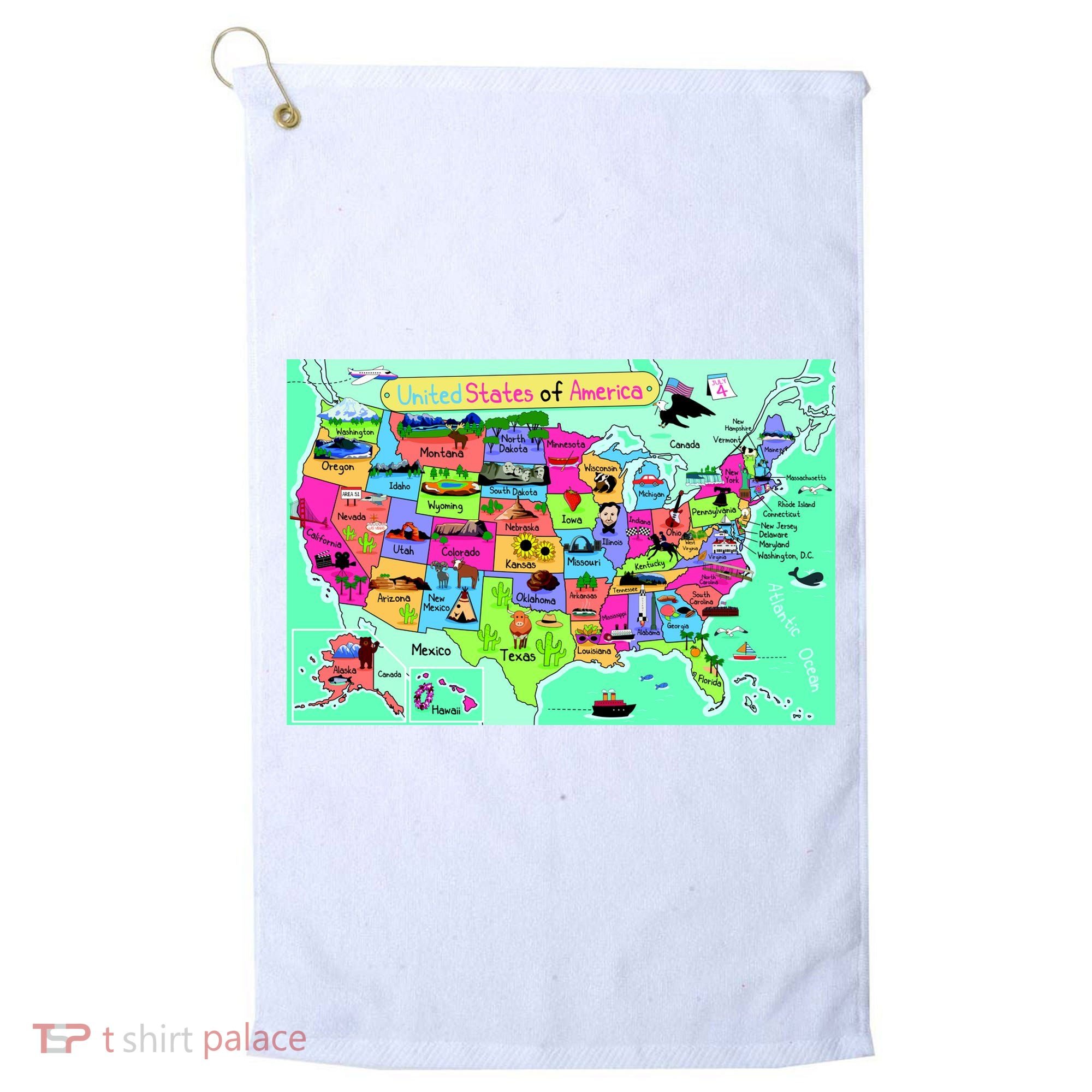 United States Cartoon Drawing Golf Towel