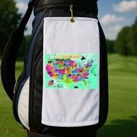 United States Cartoon Drawing Golf Towel thumb 2