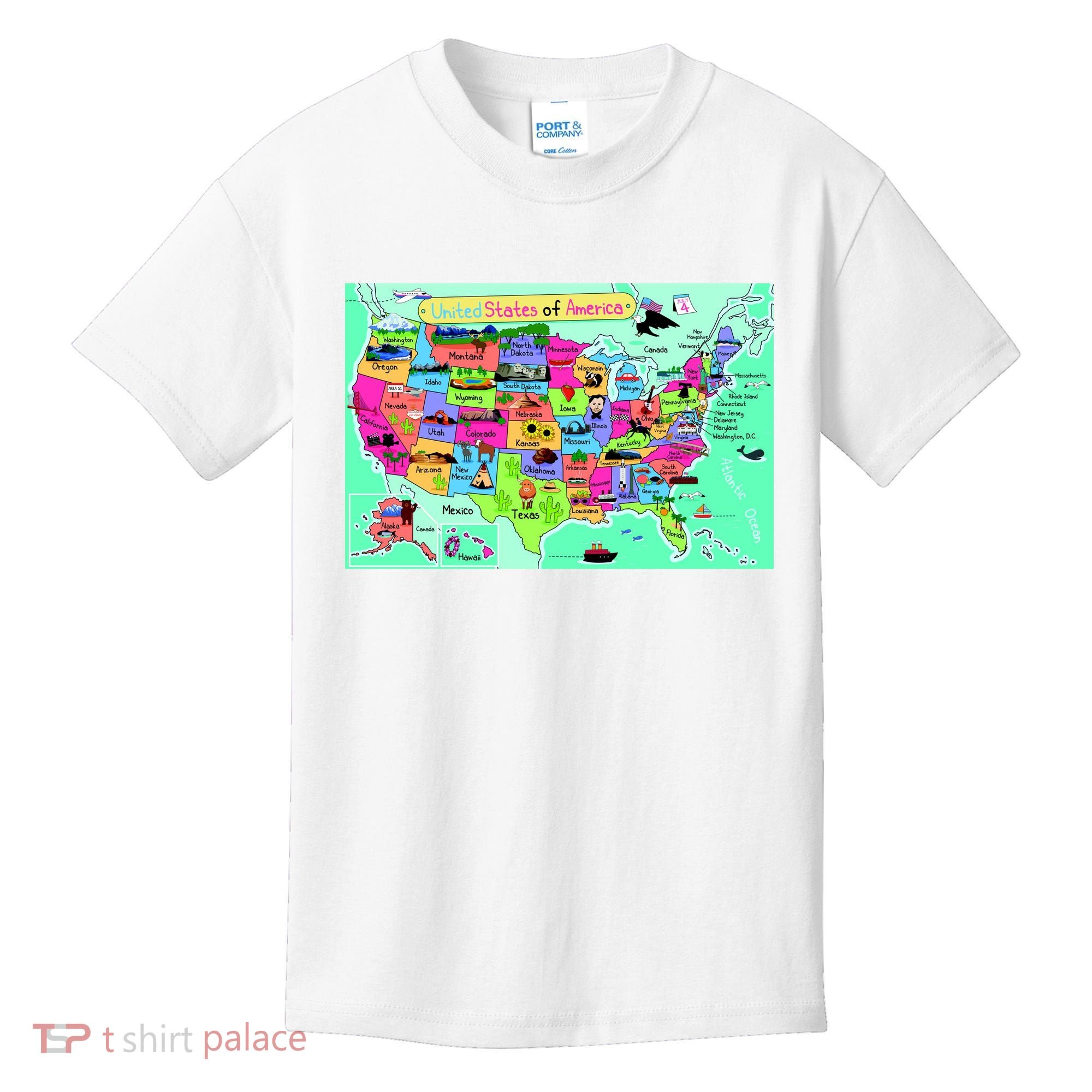 United States Cartoon Drawing Kids T-Shirt