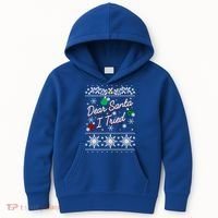 Ugly Sweater Dear Santa I Tried Ornats Graphic Gift Kids Hoodie thumb 0