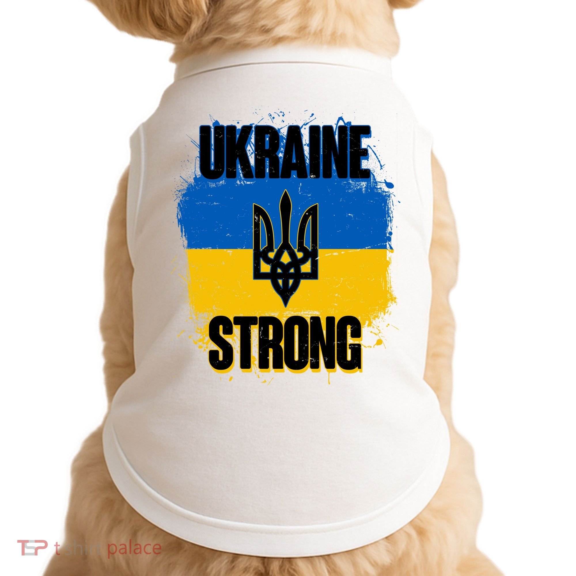 Ukraine Strong Distressed Painted Flag I Stand With Ukraine Doggie Tank