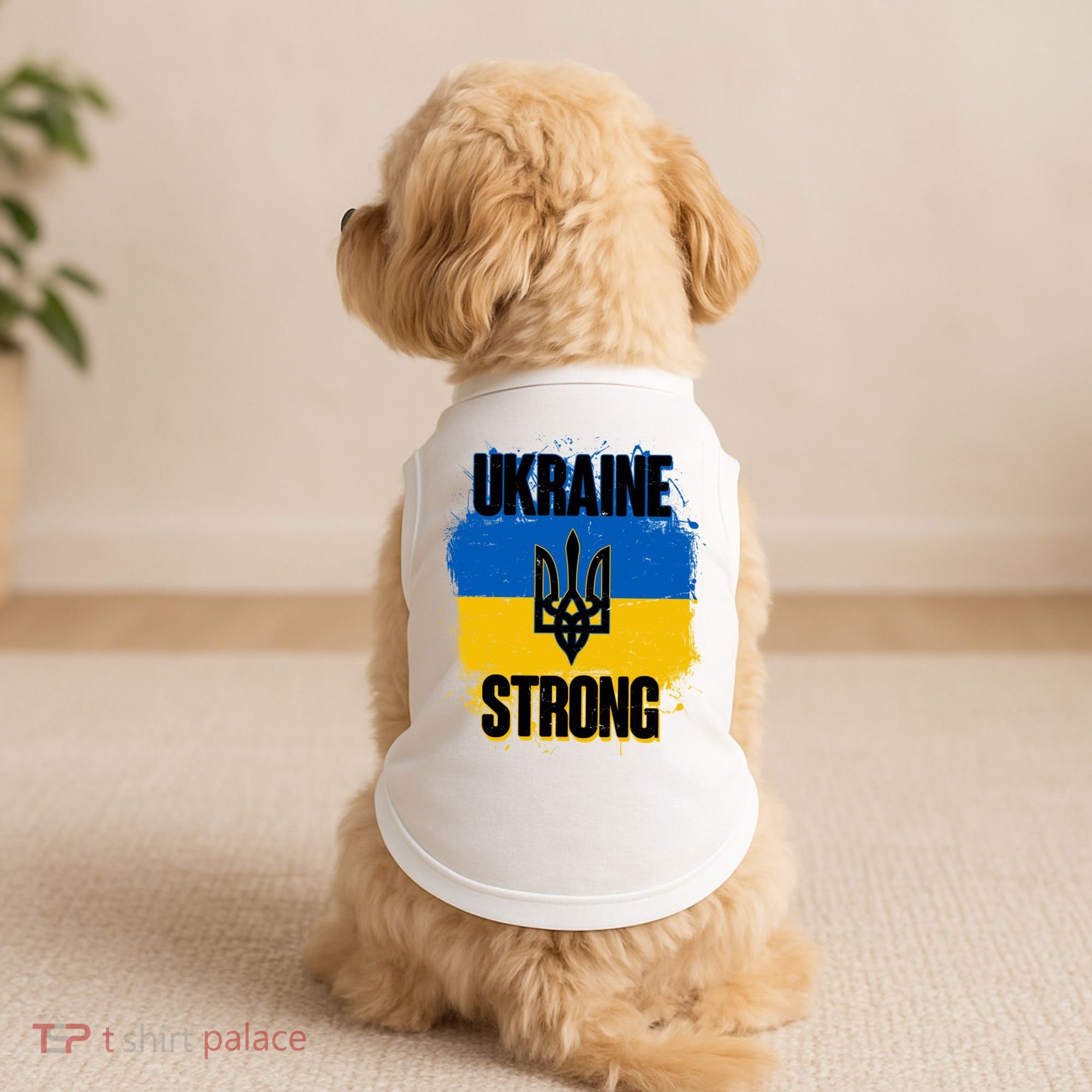 Ukraine Strong Distressed Painted Flag I Stand With Ukraine Doggie Tank