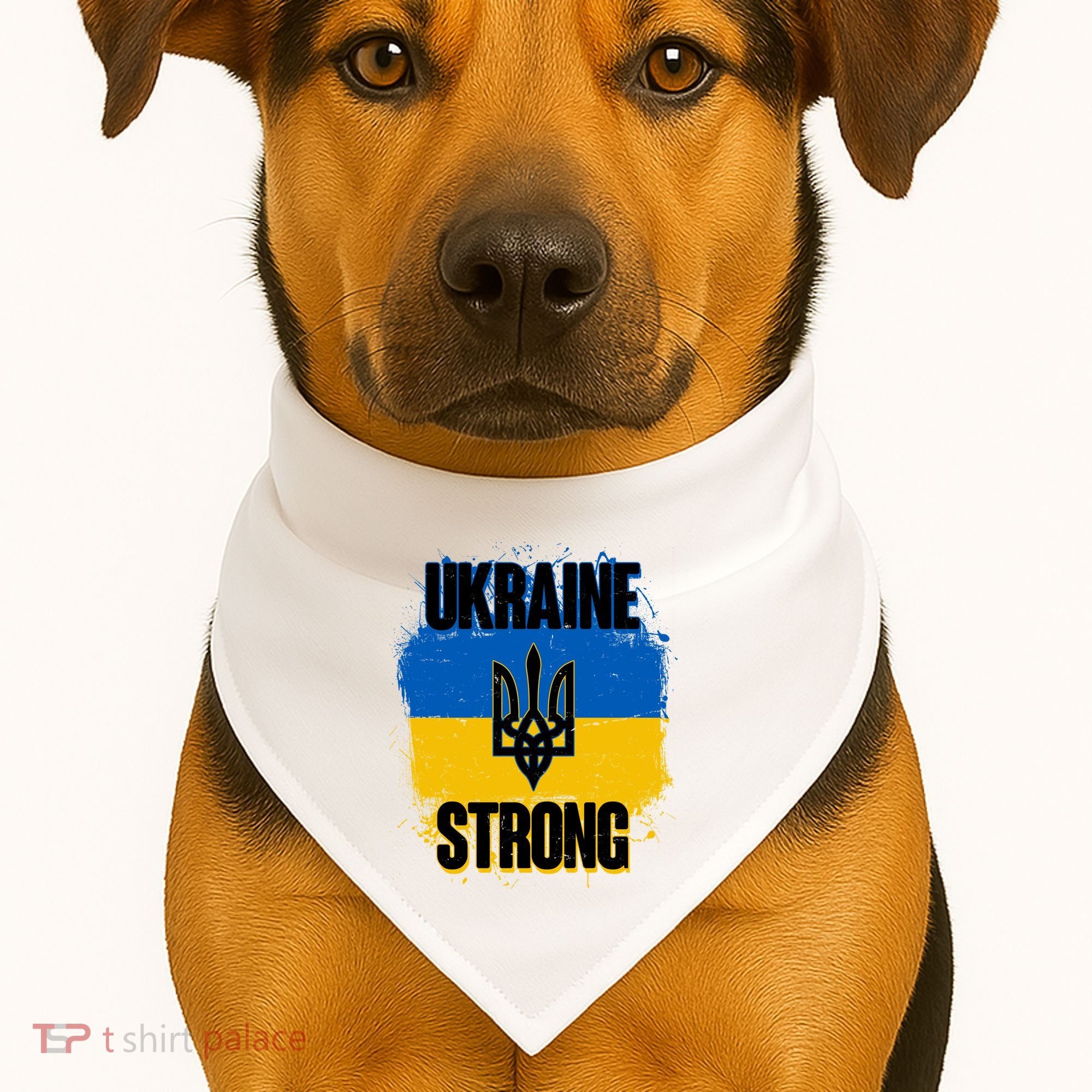 Ukraine Strong Distressed Painted Flag I Stand With Ukraine USA-Made Doggie Bandana