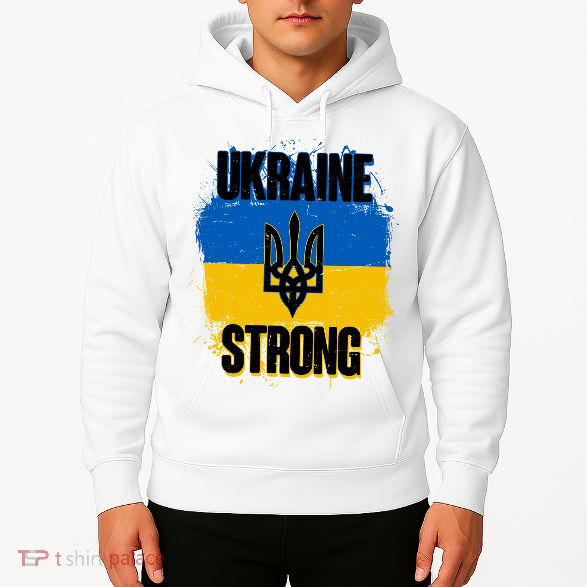 Ukraine Strong Distressed Painted Flag I Stand With Ukraine Hoodie