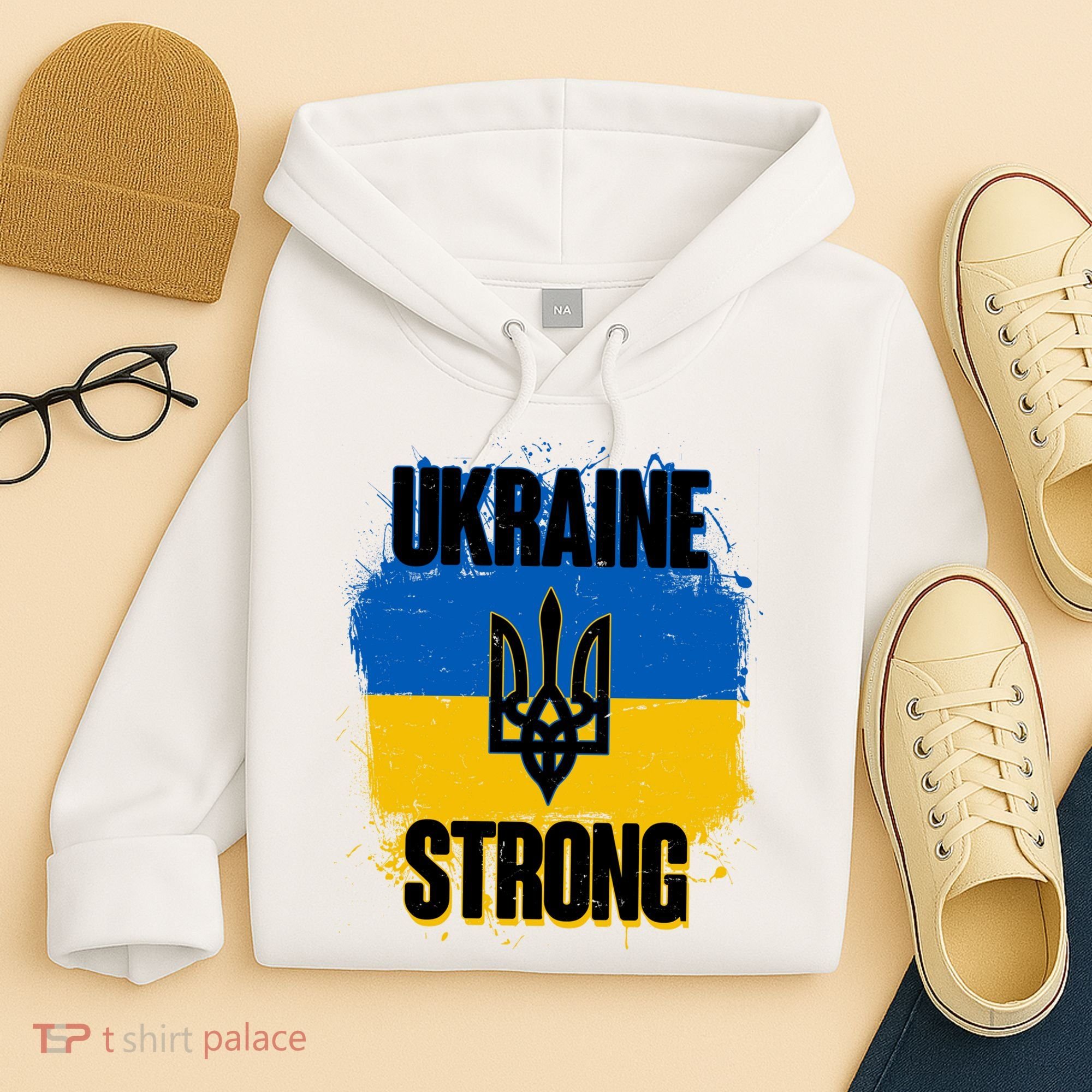 Ukraine Strong Distressed Painted Flag I Stand With Ukraine Hoodie