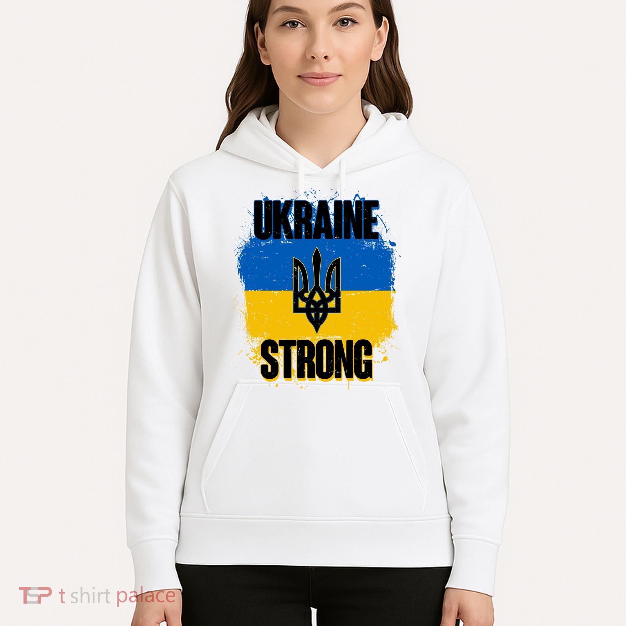 Ukraine Strong Distressed Painted Flag I Stand With Ukraine Hoodie