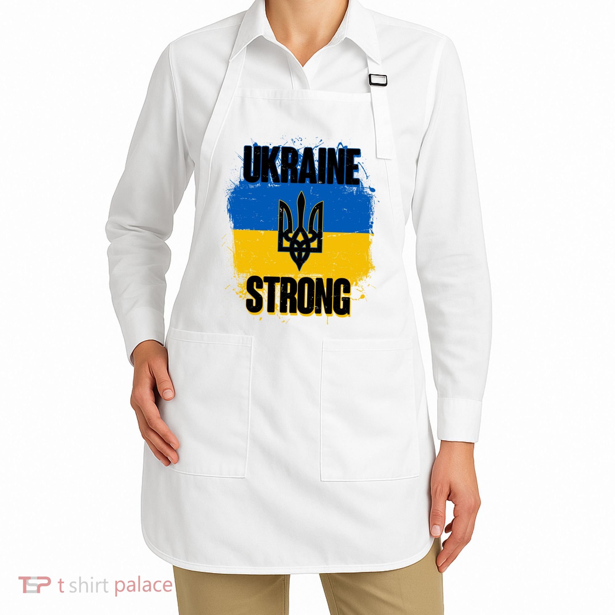 Ukraine Strong Distressed Painted Flag I Stand With Ukraine Apron