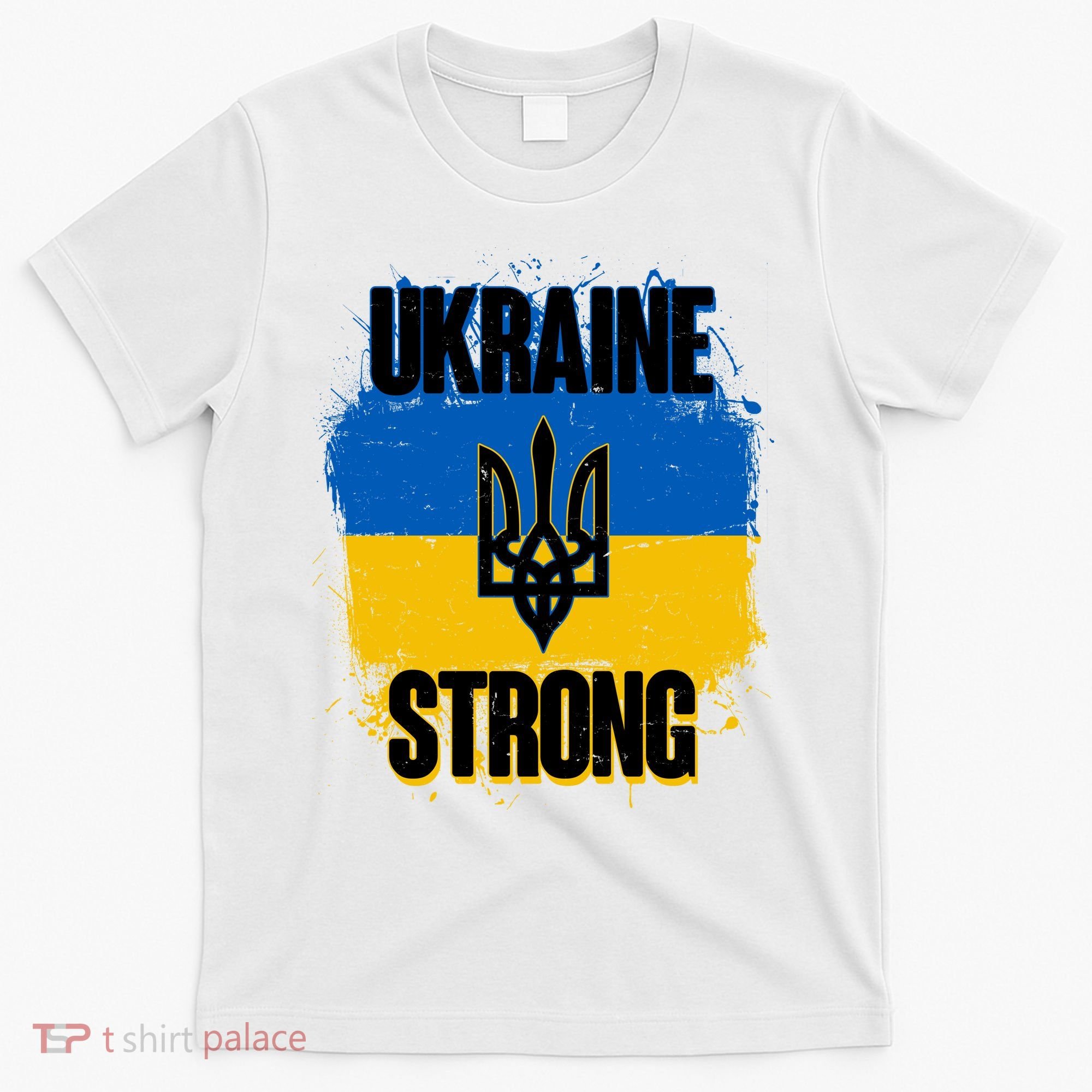 Ukraine Strong Distressed Painted Flag I Stand With Ukraine T-Shirt