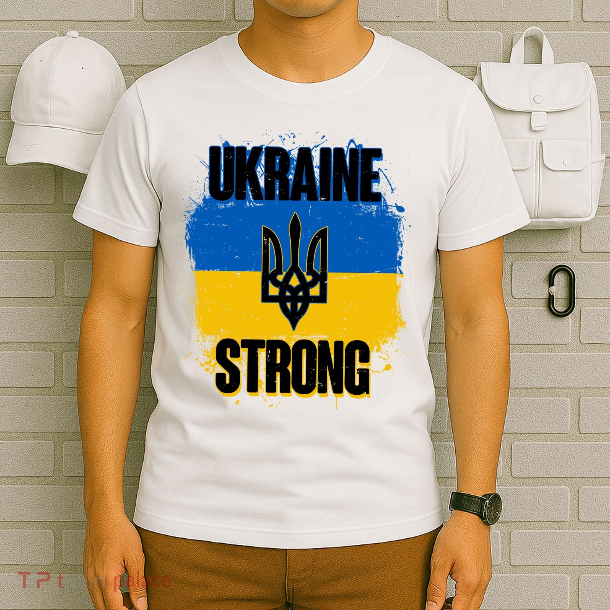 Ukraine Strong Distressed Painted Flag I Stand With Ukraine T-Shirt