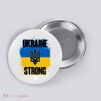 Ukraine Strong Distressed Painted Flag I Stand With Ukraine Button thumb 0
