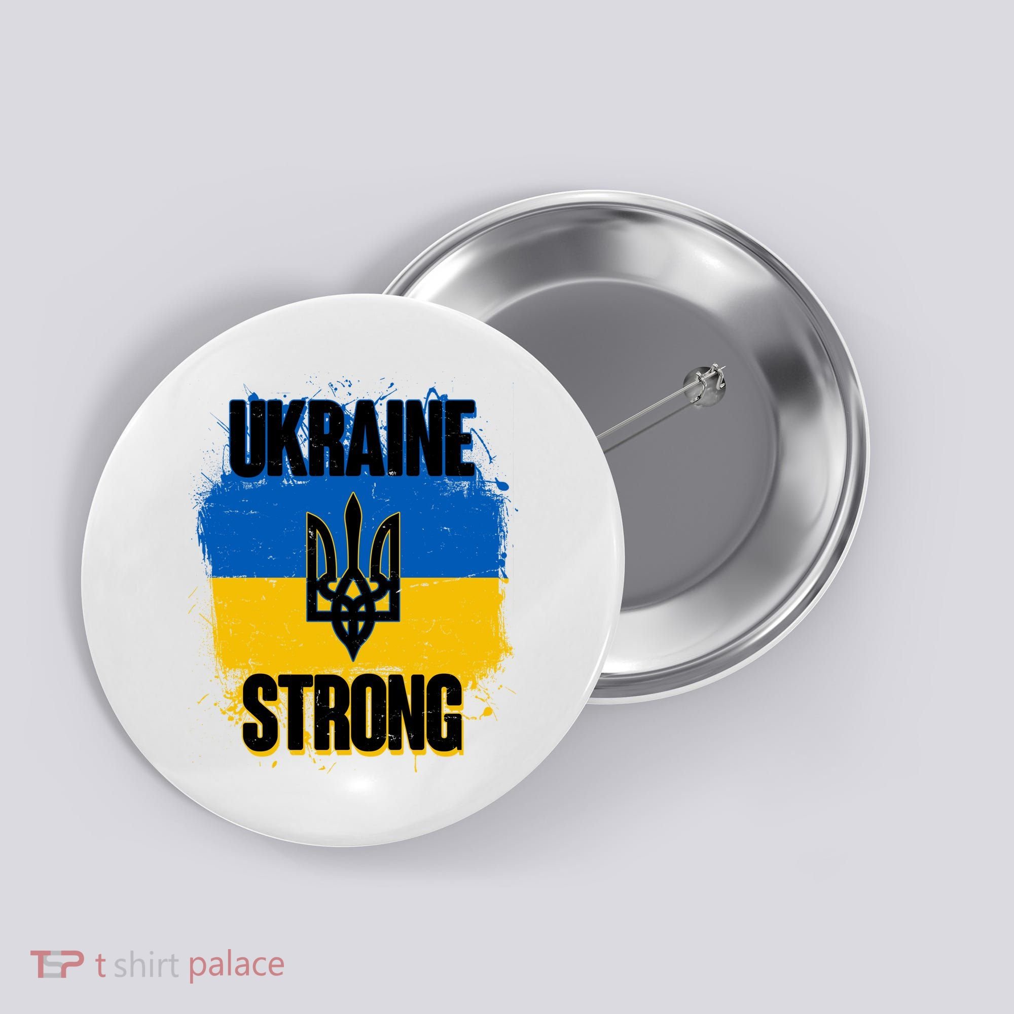 Ukraine Strong Distressed Painted Flag I Stand With Ukraine Button