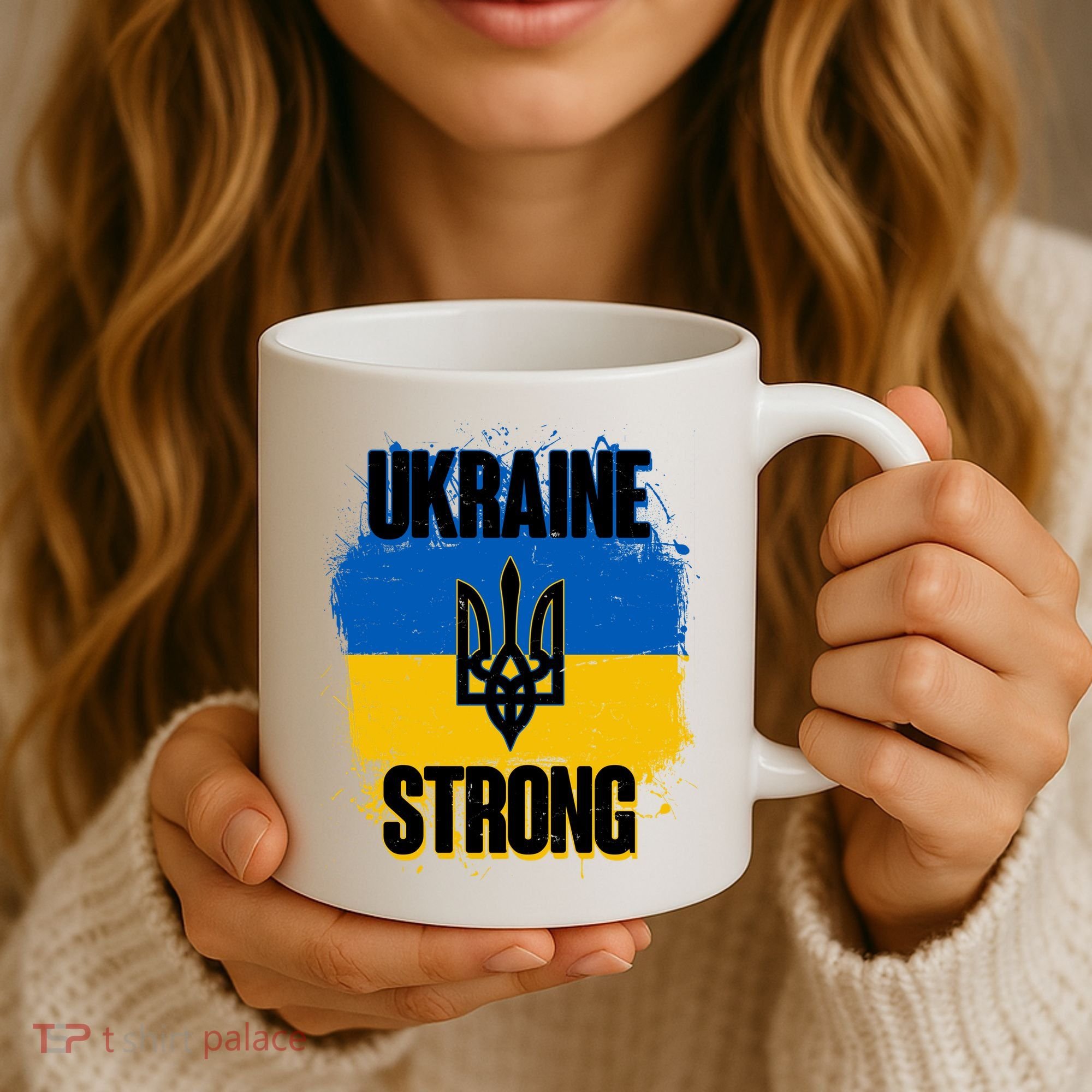 Ukraine Strong Distressed Painted Flag I Stand With Ukraine Coffee Mug