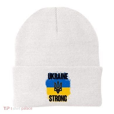 Ukraine Strong Distressed Painted Flag I Stand With Ukraine Beanie