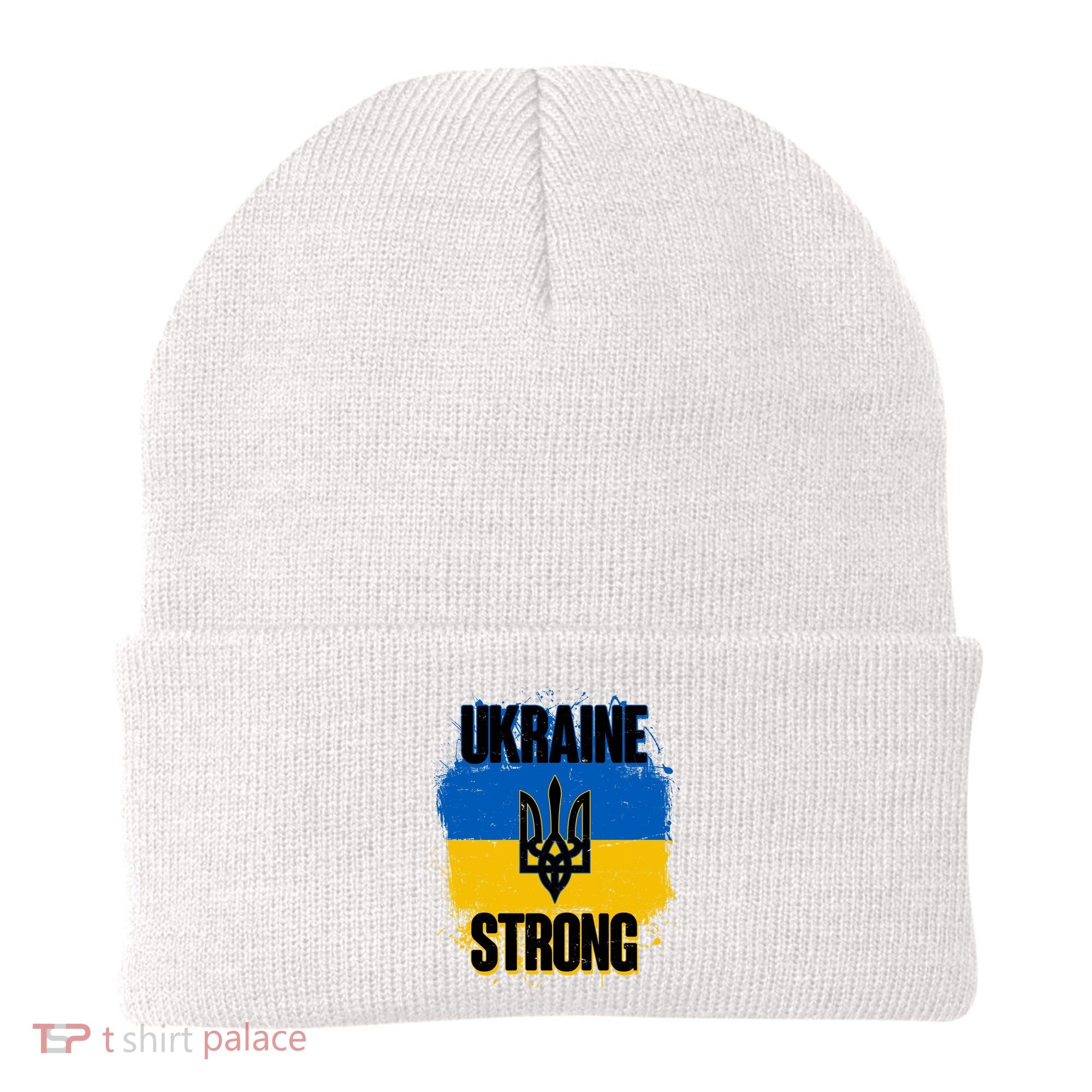 Ukraine Strong Distressed Painted Flag I Stand With Ukraine Beanie