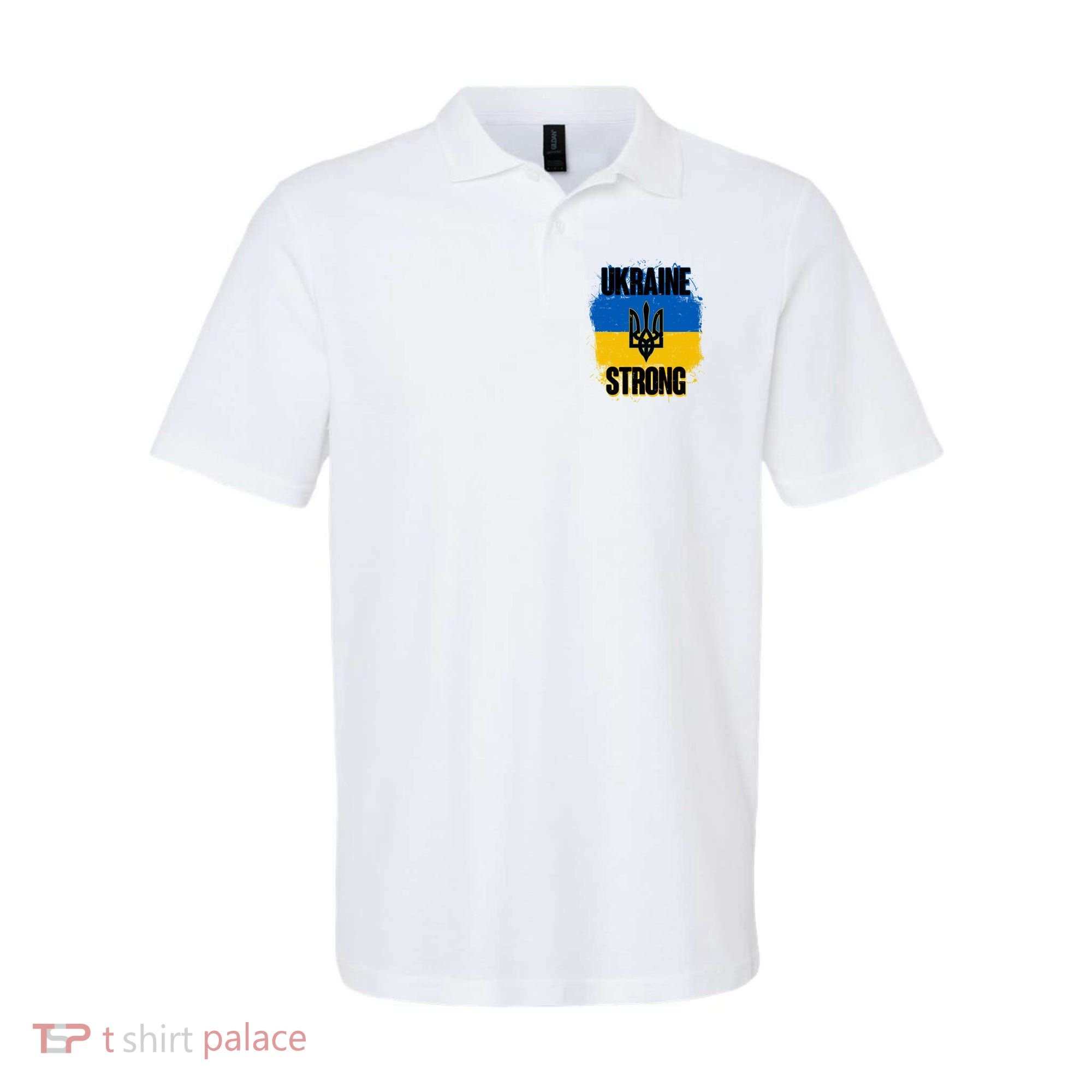 Ukraine Strong Distressed Painted Flag I Stand With Ukraine Polo