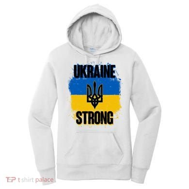 Ukraine Strong Distressed Painted Flag I Stand With Ukraine Women's Hoodie