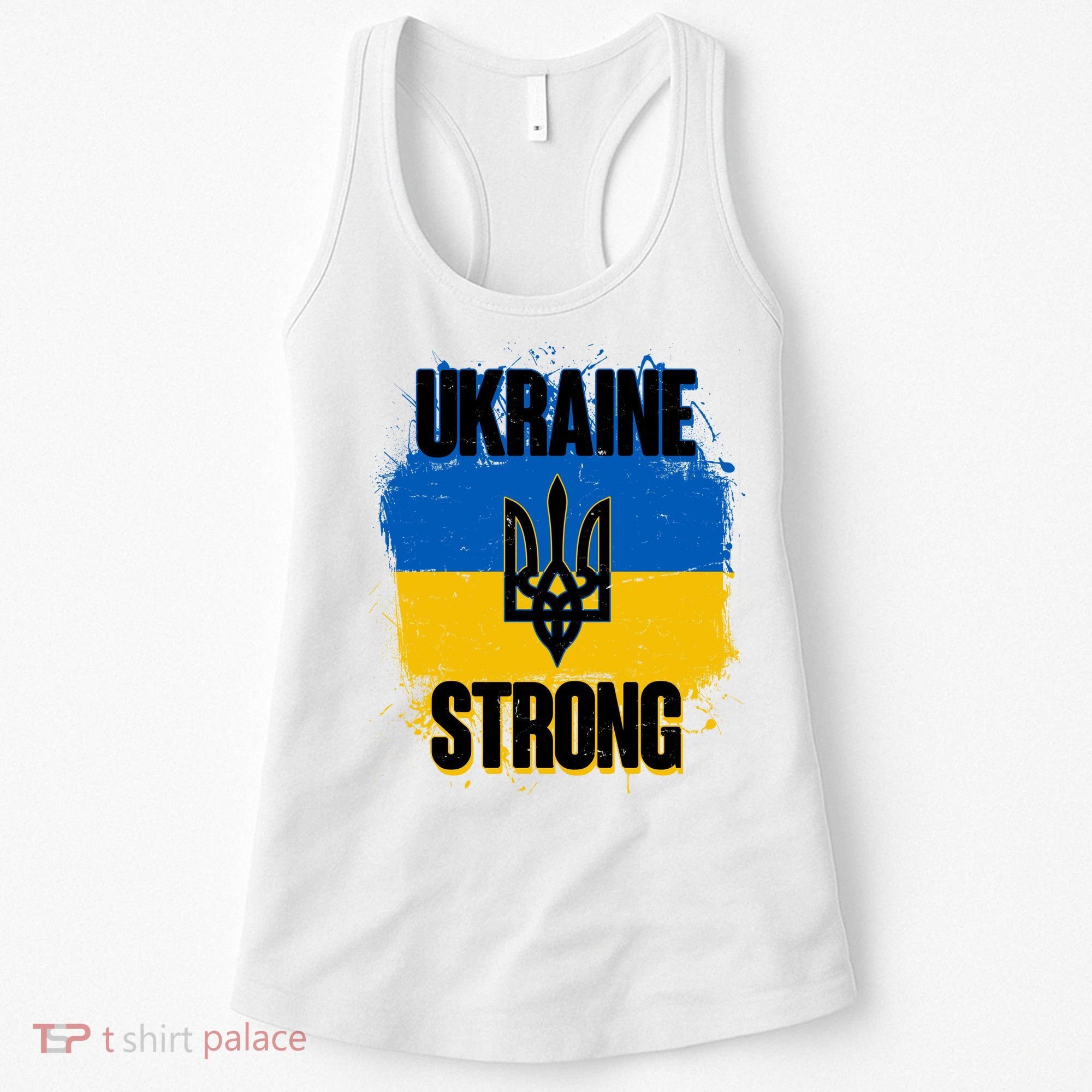 Ukraine Strong Distressed Painted Flag I Stand With Ukraine Women's Tank Top