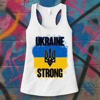 Ukraine Strong Distressed Painted Flag I Stand With Ukraine Women's Tank Top thumb 3