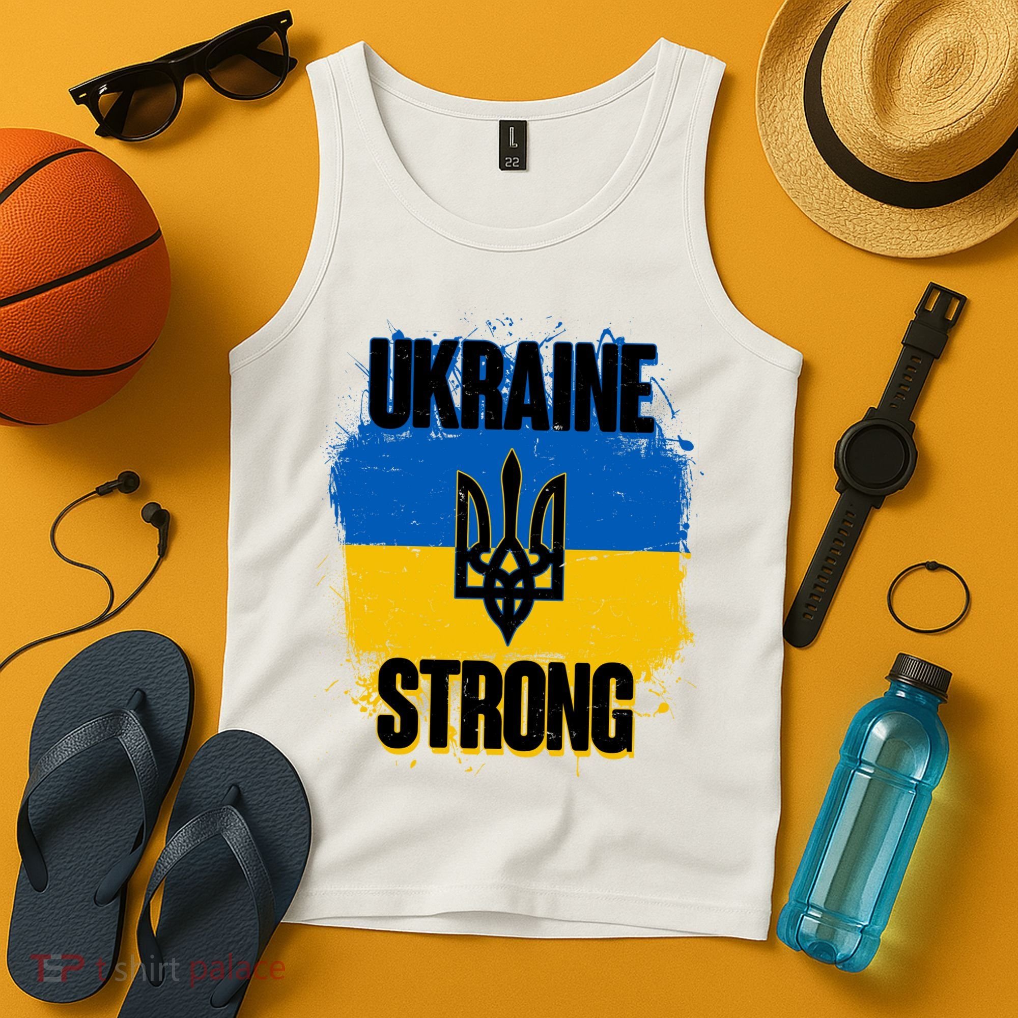Ukraine Strong Distressed Painted Flag I Stand With Ukraine Tank Top