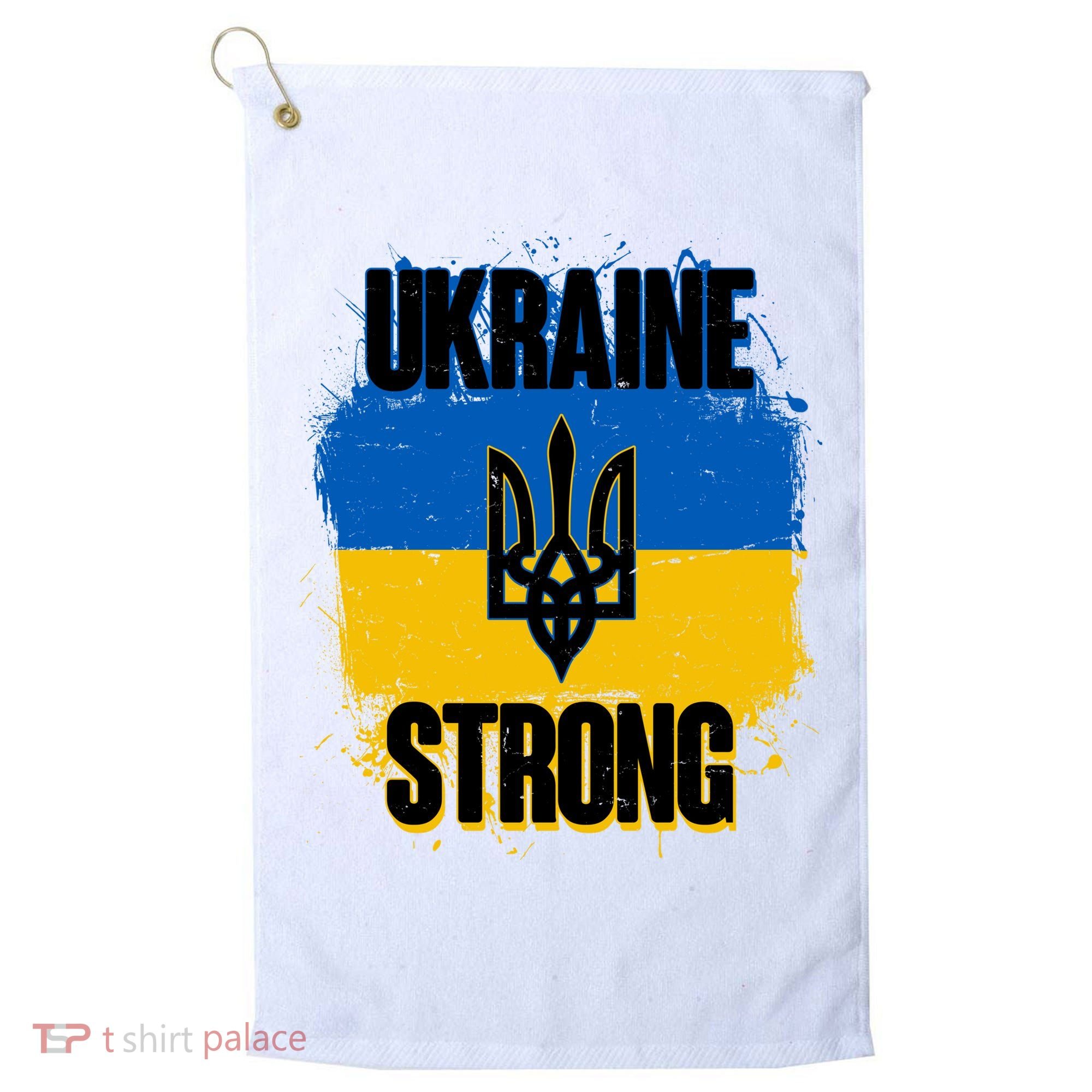 Ukraine Strong Distressed Painted Flag I Stand With Ukraine Golf Towel