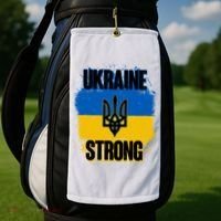 Ukraine Strong Distressed Painted Flag I Stand With Ukraine Golf Towel thumb 2