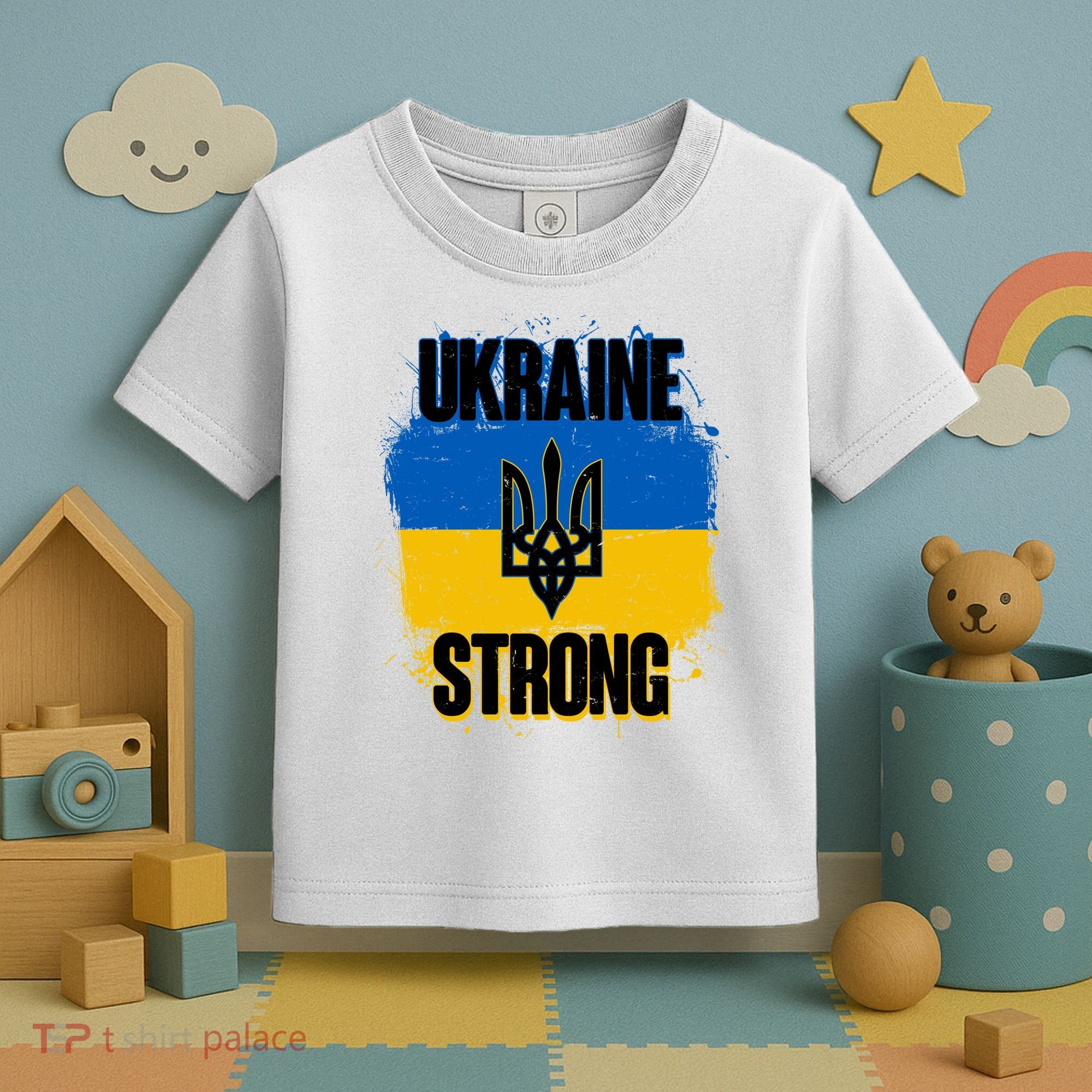 Ukraine Strong Distressed Painted Flag I Stand With Ukraine Toddler T-Shirt