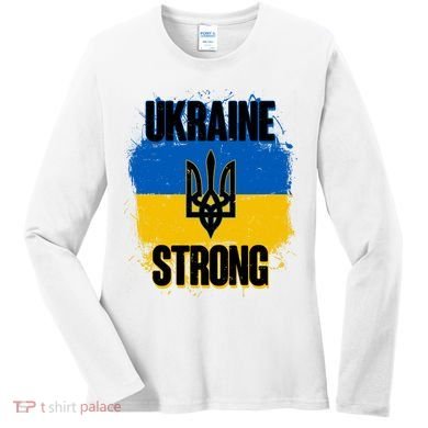 Ukraine Strong Distressed Painted Flag I Stand With Ukraine Women's Long Sleeve Shirt