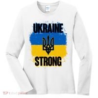 Ukraine Strong Distressed Painted Flag I Stand With Ukraine Women's Long Sleeve Shirt thumb 0