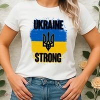 Ukraine Strong Distressed Painted Flag I Stand With Ukraine Women's T-Shirt thumb 2