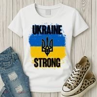 Ukraine Strong Distressed Painted Flag I Stand With Ukraine Women's T-Shirt thumb 3