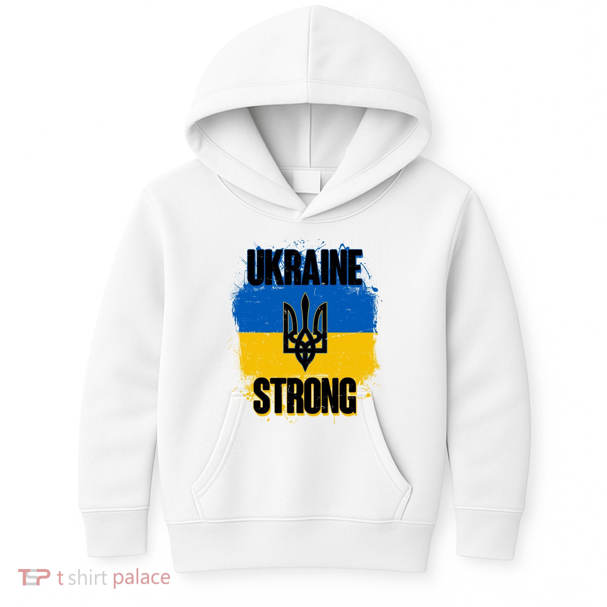 Ukraine Strong Distressed Painted Flag I Stand With Ukraine Kids Hoodie