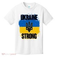 Ukraine Strong Distressed Painted Flag I Stand With Ukraine Kids T-Shirt thumb 0