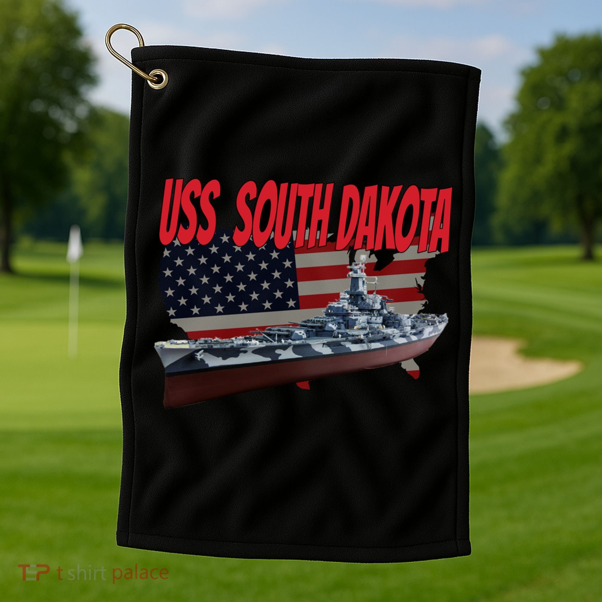 Uss South Dakota Bbgift57 Ww2 War Veteran Battleship Dad Boy Gift Golf Towel
