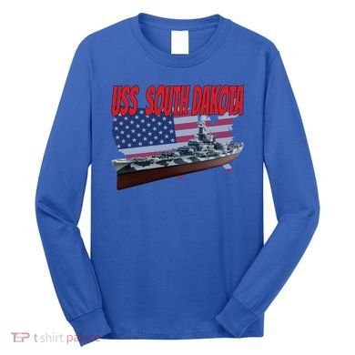 Uss South Dakota Bbgift57 Ww2 War Veteran Battleship Dad Boy Gift Long Sleeve Shirt