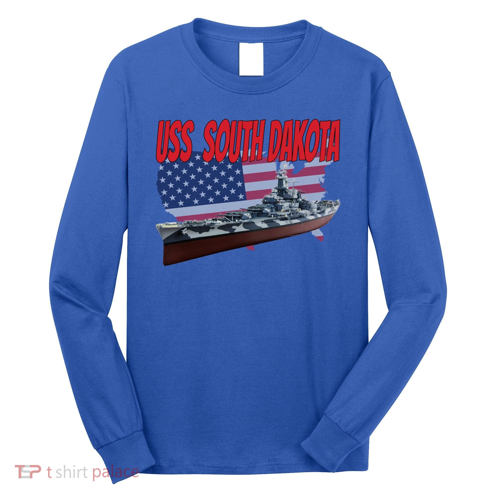 Uss South Dakota Bbgift57 Ww2 War Veteran Battleship Dad Boy Gift Long Sleeve Shirt