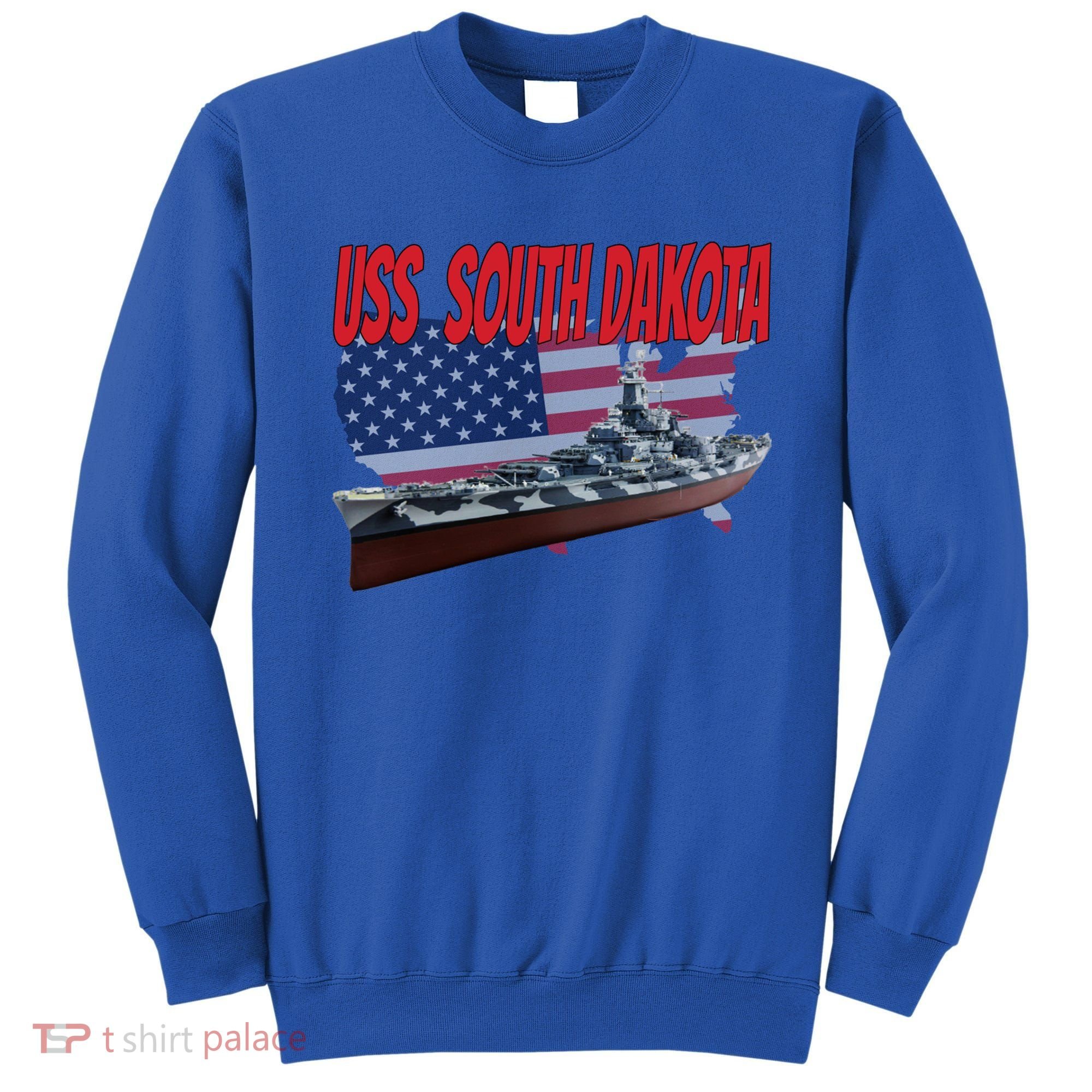 Uss South Dakota Bbgift57 Ww2 War Veteran Battleship Dad Boy Gift Sweatshirt