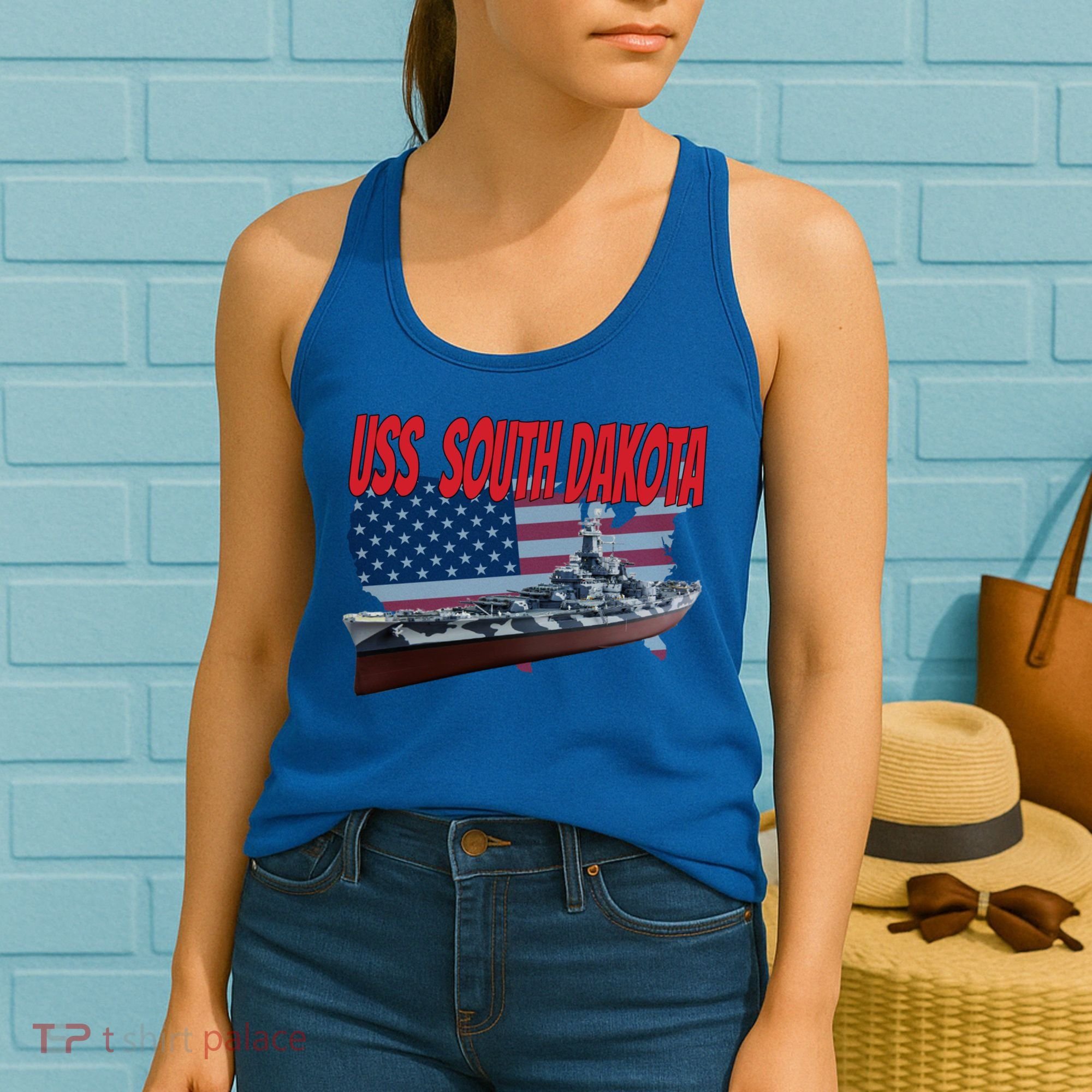 Uss South Dakota Bbgift57 Ww2 War Veteran Battleship Dad Boy Gift Women's Tank Top
