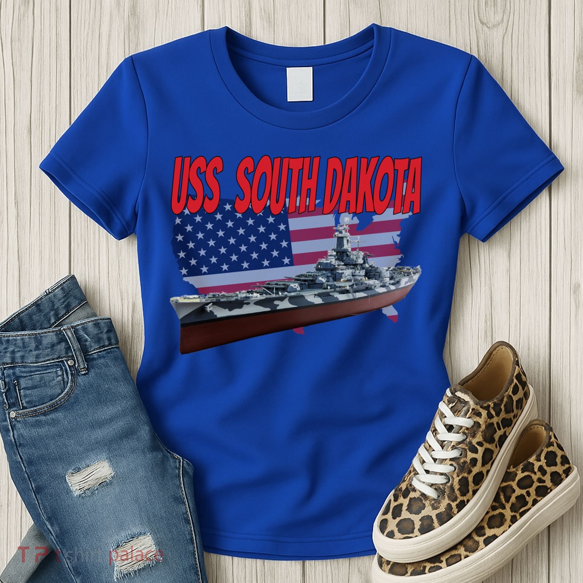 Uss South Dakota Bbgift57 Ww2 War Veteran Battleship Dad Boy Gift Women's T-Shirt