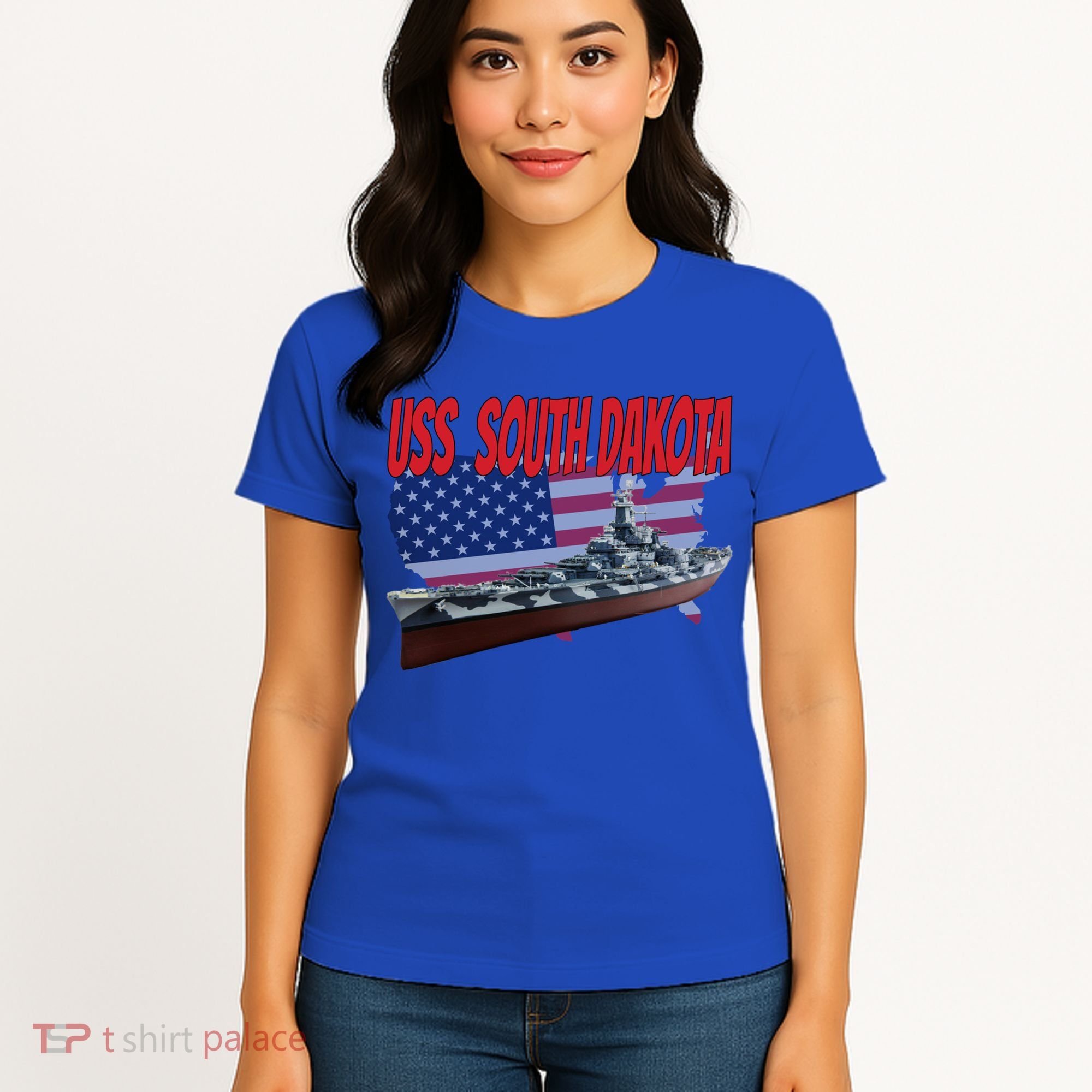 Uss South Dakota Bbgift57 Ww2 War Veteran Battleship Dad Boy Gift Women's T-Shirt